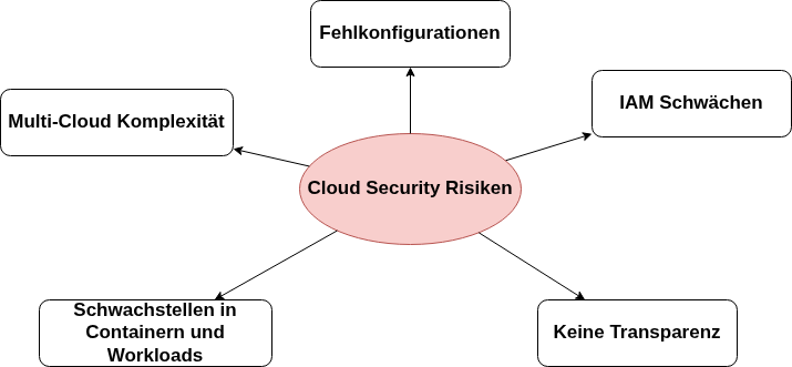 Ein Großteil der Sicherheitsvorfälle im Bereich Cloud Security im DACH-Raum ist auf grundlegende, aber kritische Schwachstellen zurückzuführen:
• Fehlkonfigurationen in Cloud-Infrastrukturen 
• Unzureichendes Identity- und Access-Management (IAM) 
• Fehlende Transparenz über IT-Assets und Datenflüsse 
• Schwachstellen in Containern und Workloads 
• Komplexität durch Multi-Cloud- und Hybrid-Umgebungen 